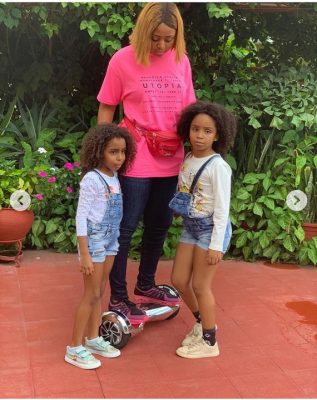 Regina Daniels Poses With Her Step-daughters  