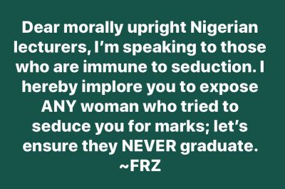 #SexForGrades: Daddy Freeze Tells Lecturers To Expose Students Who Seduce Them  