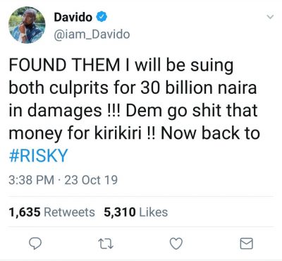 Davido Finally Found Ladies Who Falsely Accused Him, Says They Will Pay N30m For Damage  
