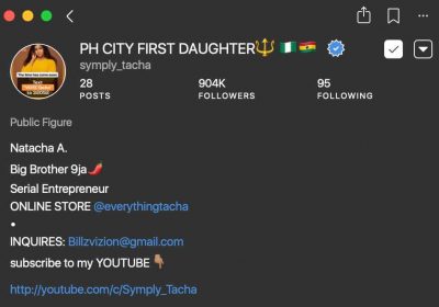 #BBNaija: Tacha's Fans Plot To Help Tacha Reach 1M Followers Before Mercy.  