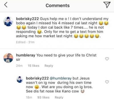 Borbrisky's Reply To A Fan Who Told Him To Give His Life To Christ  