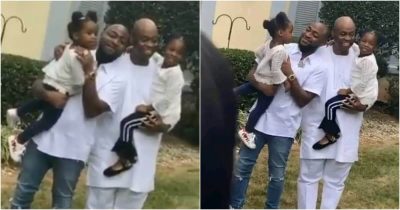 Family Time! Davido Spotted Having Fun With Father And Two Daughters  