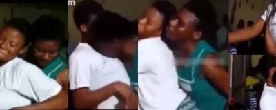 Female Secondary School Students Seen Smooching Each Other  