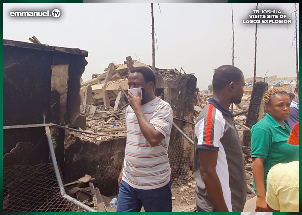 Prophet TB Joshua Spotted At Lagos Explosion Site (PHOTOS)  