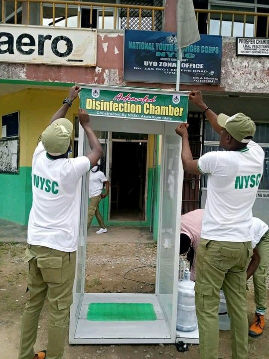 COVID-19: NYSC Members in Akwa Ibom Develop an Automated Disinfection Chamber  