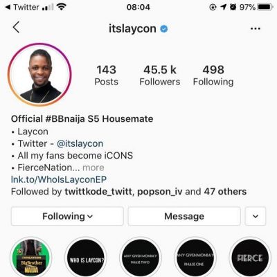 #BBNaija2020: Laycon Becomes The First Housemate To Be Verified On Instagram  