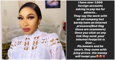 Tonto Dikeh Raises Alarm Over Scammers Coming After Her On Instagram  