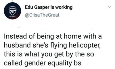 Man Blames The Death Of Nigerian Air Force's First Female Combatant Helicopter Pilot On Gender Equality.  