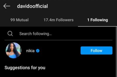 Nigerian Music Icon, Davido Follows Mystery Lady On Instagram Weeks After Unfollowing Everybody  