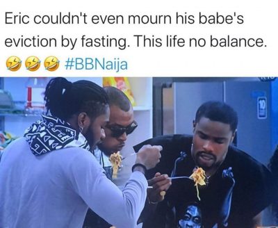 BBNaija: Eric Seen Eating Noodles Barely An Hour After Lilo Eviction, Nigerians React  