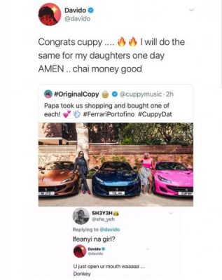 Between Davido And Troll Who Called His Son, Ifeanyi A Girl  