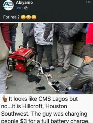 Nigerians React As Americans Gather To Charge Their Phones With Generator  