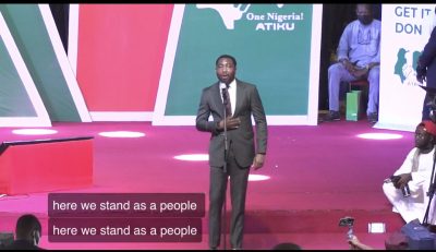 Mixed Reactions As Timi Dakolo Performs At Atiku's Presidential Ambition Declaration  