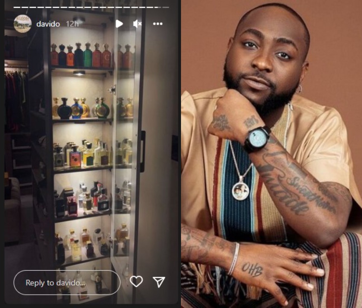Fans Wowed As Davido Shares Photos Of His Perfume Collection  