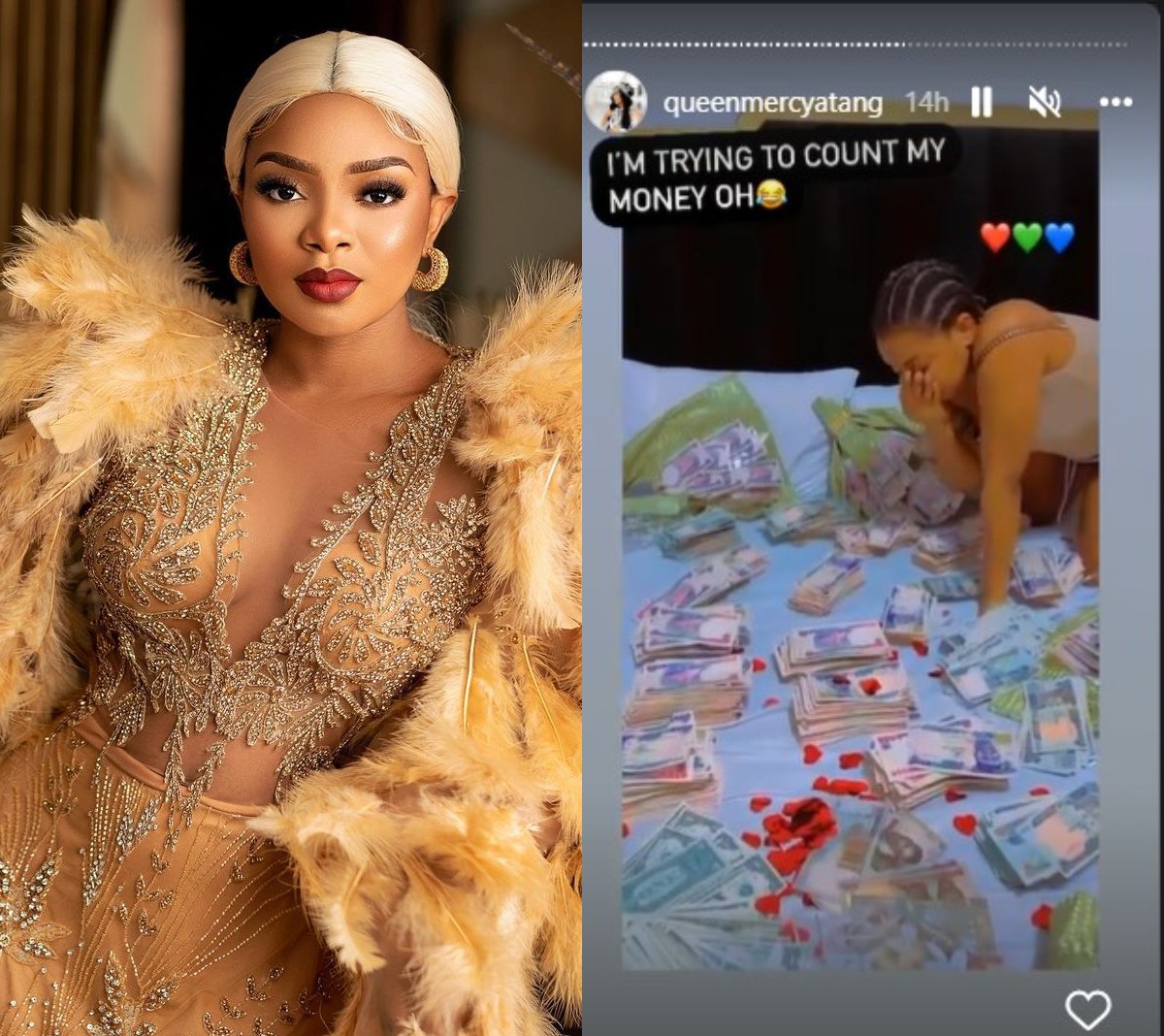 BBNaija Queen Shows Off Cash She Received On Birthday  