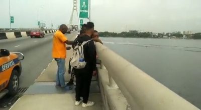[VIDEO]: Young Man Rescued From Jumping Into Lagos Lagoon  