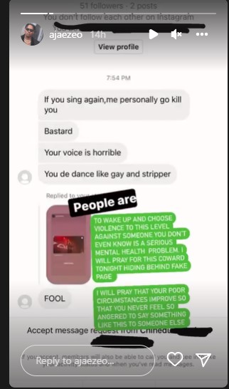 Singer Ajaeze Receives Death Threats To Stop Singing  
