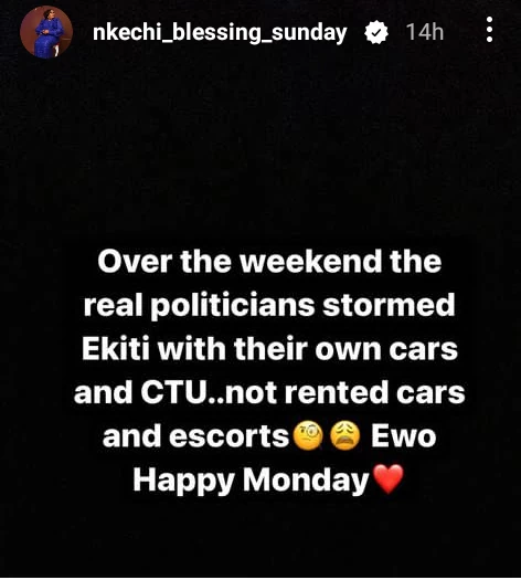 Nkechi Blessing Shades Ex, Opeyemi Falegan, Says He Travels With Rented Cars  