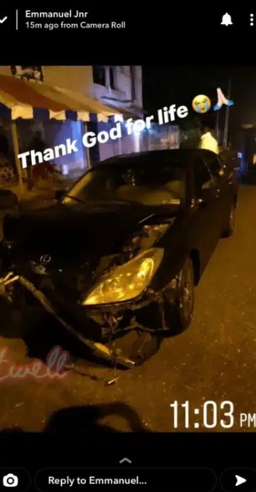 BBNaija Emmanuel Survives Car Accident  