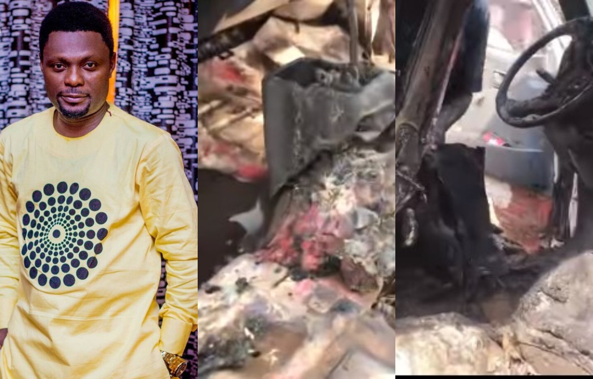 Kunle Afod Escapes Death In Fire Motor Accident  