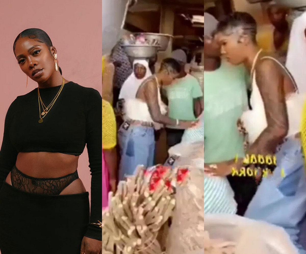 Reactions As Tiwa Savage Spotted At A Local Market In Ghana  