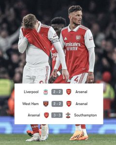 Arsenal Dropped Points In Their Last Three EPL Games, Will It Cost Them Title?  