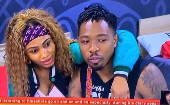 #BBNaija: What Is Ike Doing To Mercy? Why is She Moaning?  