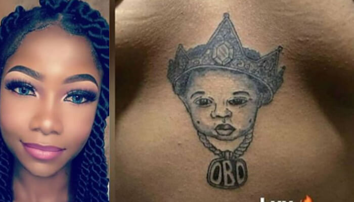 #BBNaija: Tacha Wipes Off Davido's Tattoo Between Her B00bs  