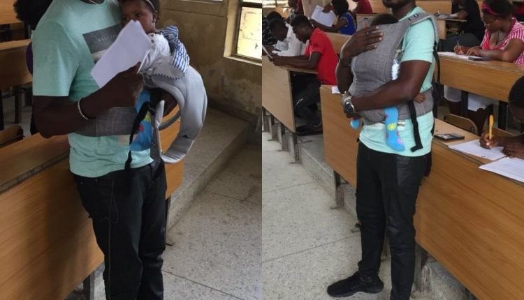 University Of Calabar Lecturer Seen Babysitting Student's Twins During An Exam