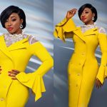 Nollywood Diva, Ini Edo Cuts A Sophisticated Figure In A Yellow Blazer Dress  