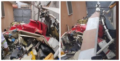 Helicopter Crashes At Opebi, Lagos  