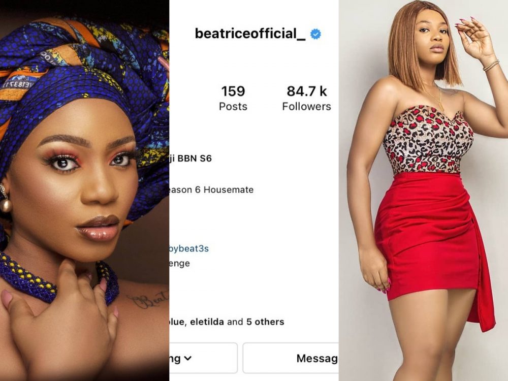 #BBNaija: Reactions As Beatrice Gets Verified On Instagram  