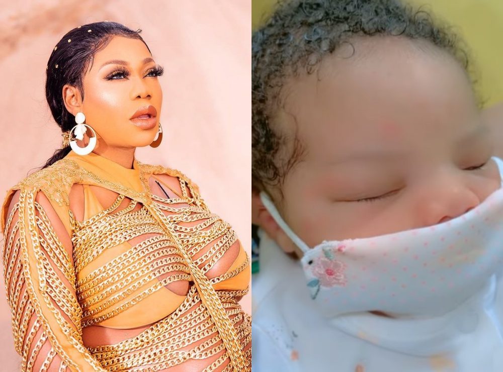 Toyin Lawani Reveals The Face Of Her Newborn Daughter  