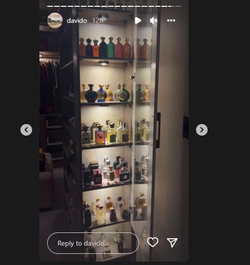 Fans Wowed As Davido Shares Photos Of His Perfume Collection  
