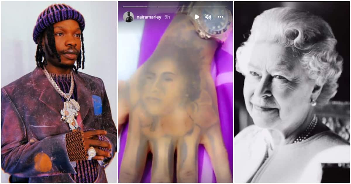Naira Marley Gets Queen Elizabeth's Tattoo To Honour Late Monarch [VIDEO]  