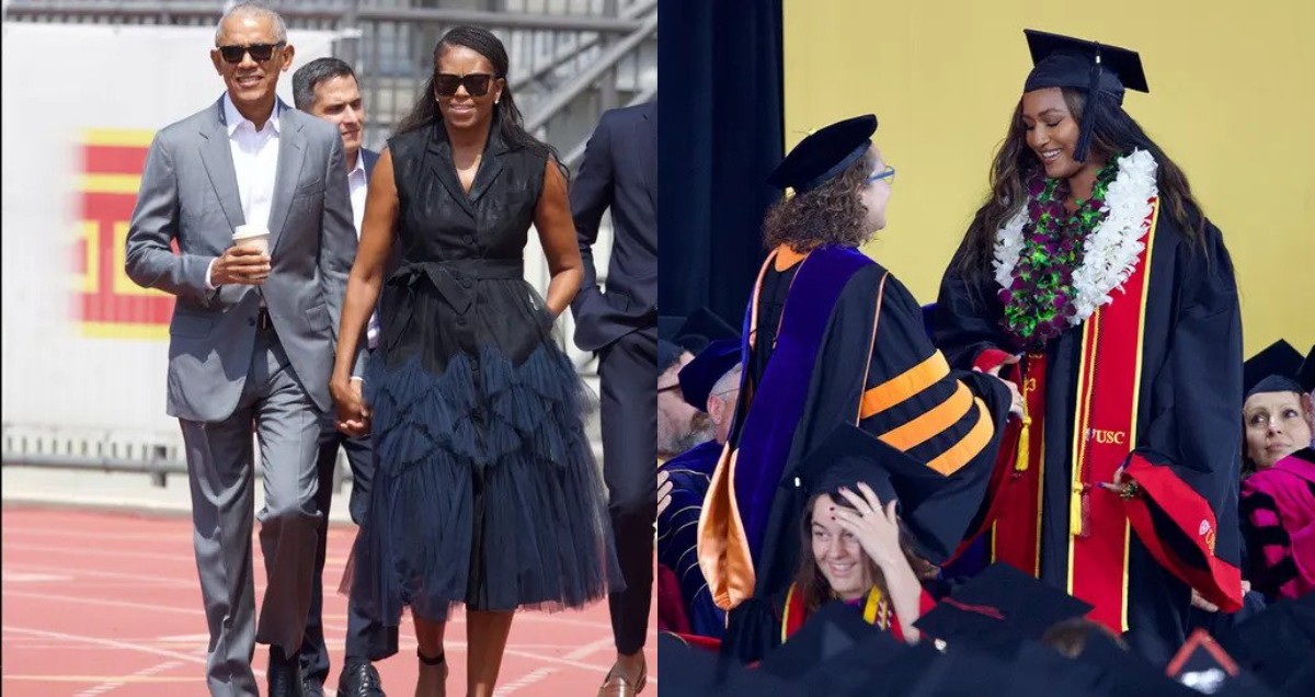 Barack and Michelle Obama Proudly Attend Daughter Sasha's Graduation at USC  